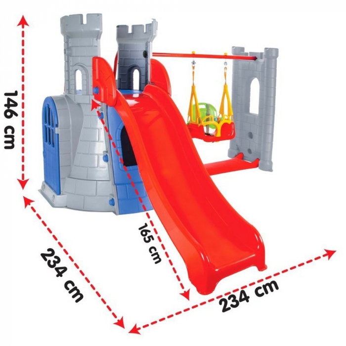 Centru de joaca Pilsan Castle Slide and Swing Set grey [2]