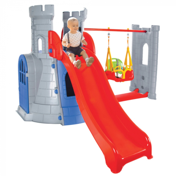 Centru de joaca Pilsan Castle Slide and Swing Set grey [3]