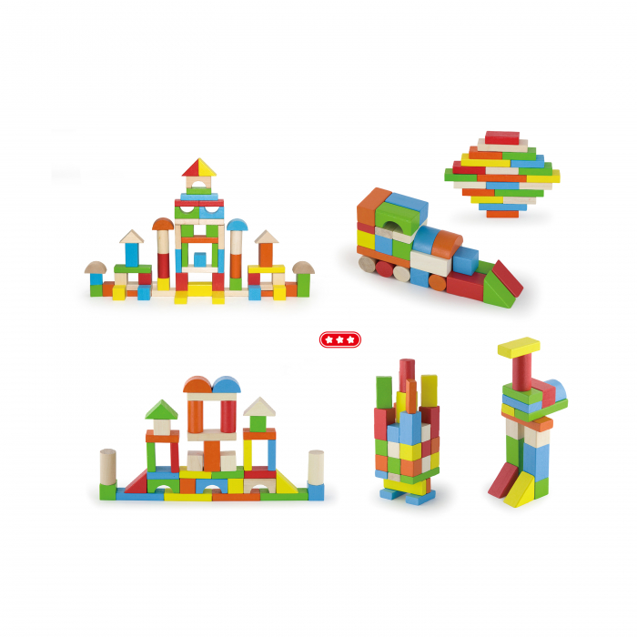 Cuburi de construit din lemn 80 piese, Viga Toys [5]