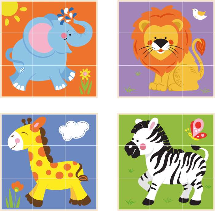 Cuburi din lemn Montessori – animale salbatice [2]
