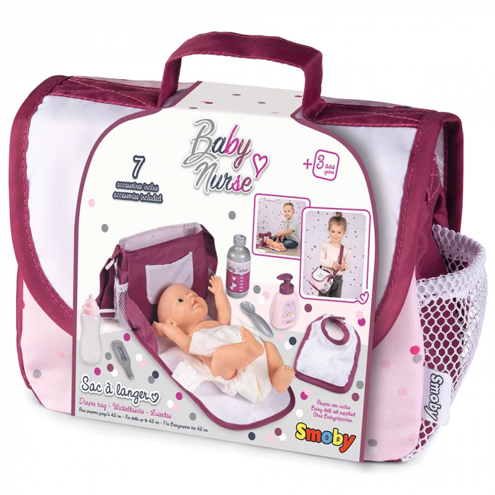 Gentuta de infasat pentru papusa Smoby Baby Nurse Changing Bag cu accesorii [6]