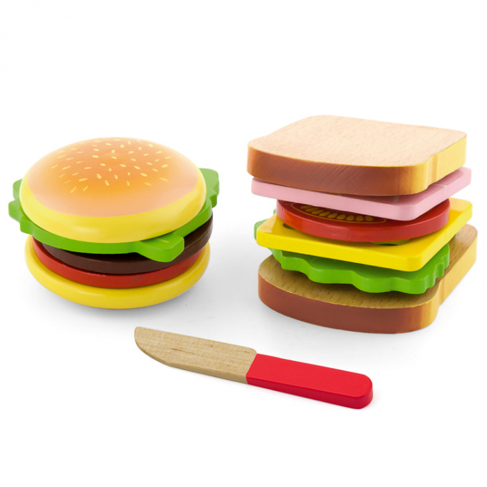 Jucarie set hamburger si sandwich din lemn [1]