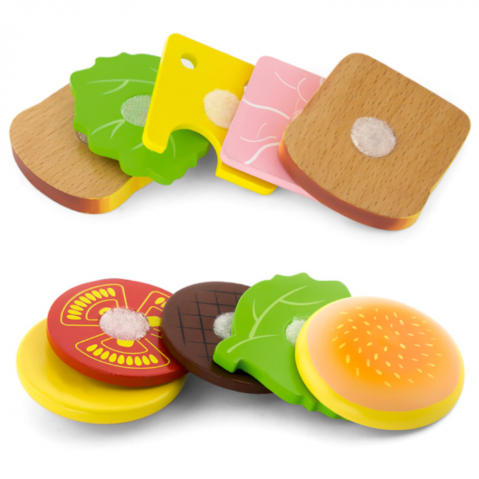 Jucarie set hamburger si sandwich din lemn [2]