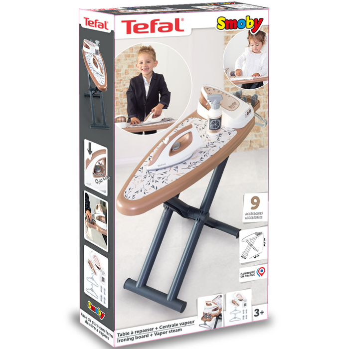 Jucarie Smoby Masa si fier de calcat Tefal Ironing Board + Stream Iron cu 9 accesorii [6]