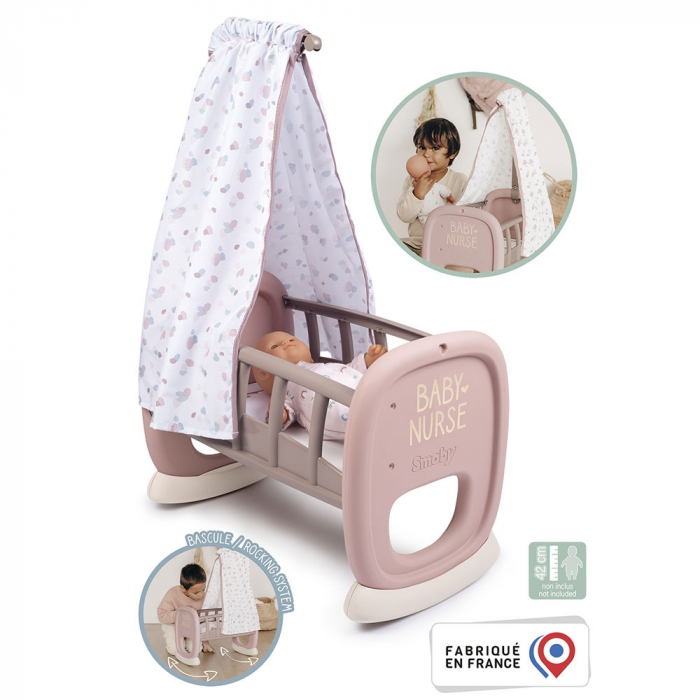Leagan pentru papusa Smoby Baby Nurse Cradle maro cu baldachin [2]