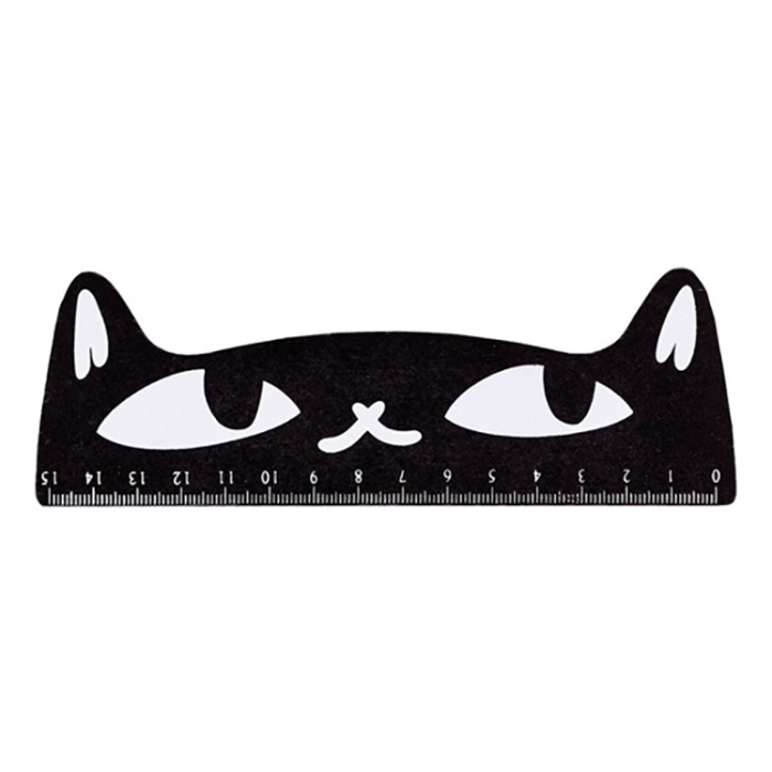 Liniar 15 cm din lemn pentru copii cu pisica neagra [1]