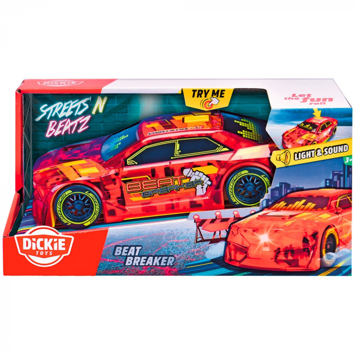 Masina Dickie Toys Beat Breaker 20 cm rosu cu lumini si sunete [11]