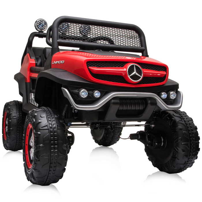 Masinuta electrica Chipolino OffRoad Mercedes Unimog cu scaun din piele si roti EVA red [11]