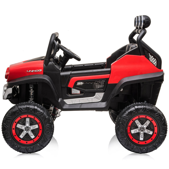 Masinuta electrica Chipolino OffRoad Mercedes Unimog cu scaun din piele si roti EVA red [3]