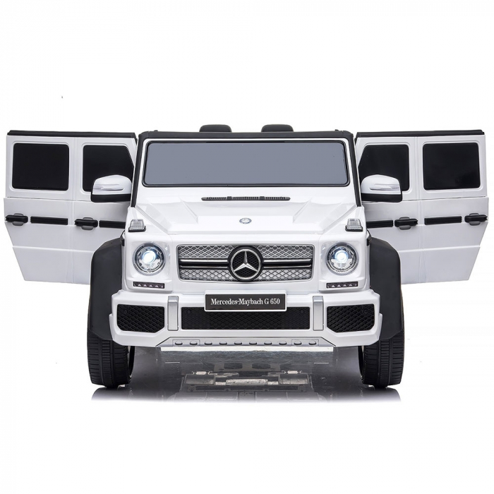Masinuta electrica Chipolino SUV Mercedes Maybach G650 white cu scaun din piele si roti EVA [5]