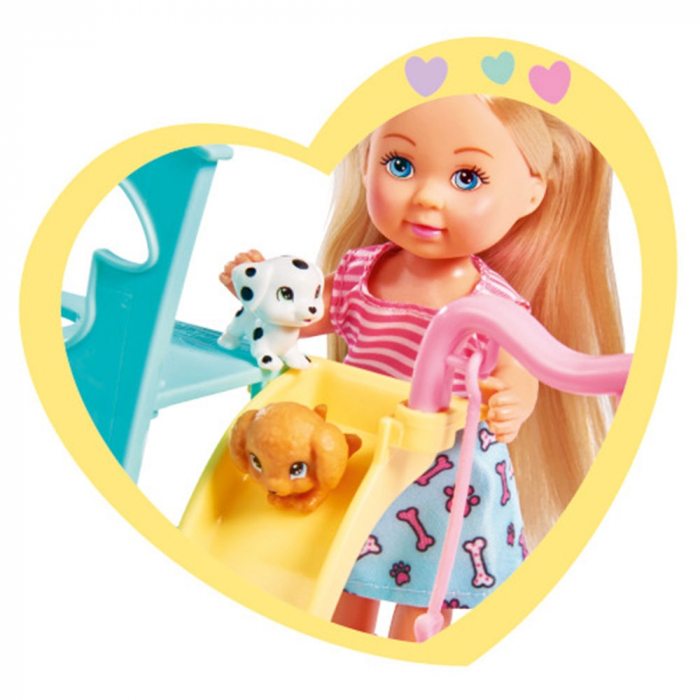 Papusa Simba Evi Love Puppy Fun 12 cm cu 3 figurine si accesorii [4]