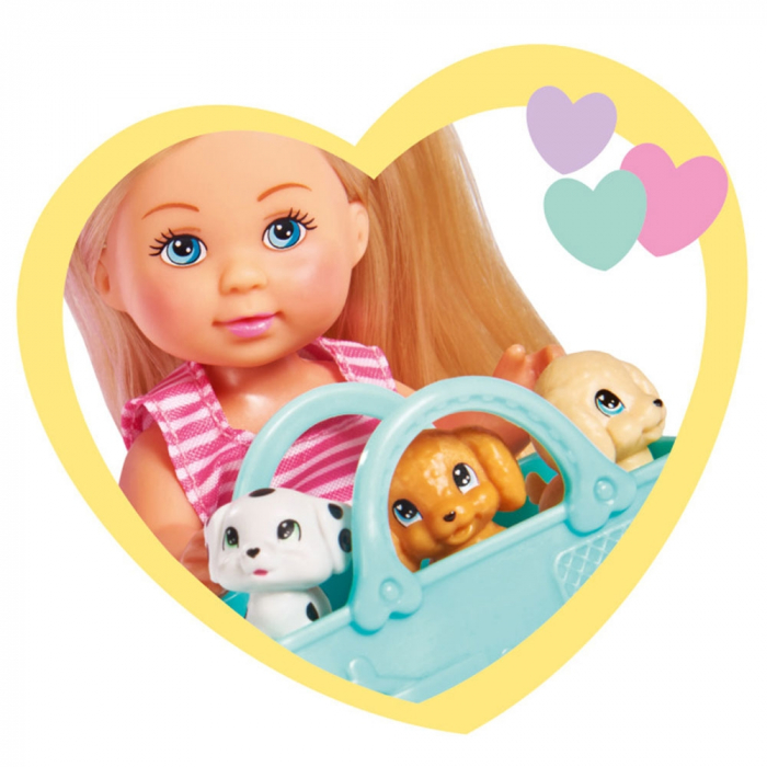 Papusa Simba Evi Love Puppy Fun 12 cm cu 3 figurine si accesorii [2]
