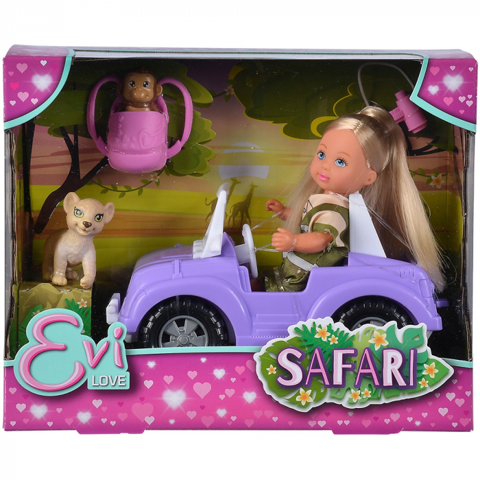 Papusa Simba Evi Love Safari 12 cm cu masinuta, animale si accesorii [6]