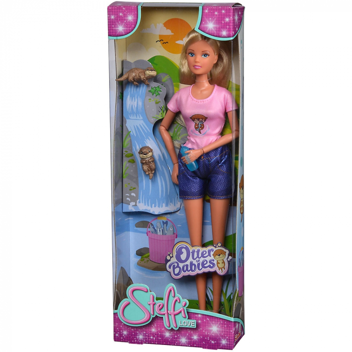 Papusa Simba Steffi Love Otter Babies 29 cm cu 2 figurine si accesoriu [6]