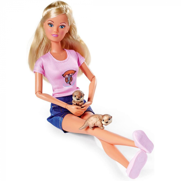 Papusa Simba Steffi Love Otter Babies 29 cm cu 2 figurine si accesoriu [4]