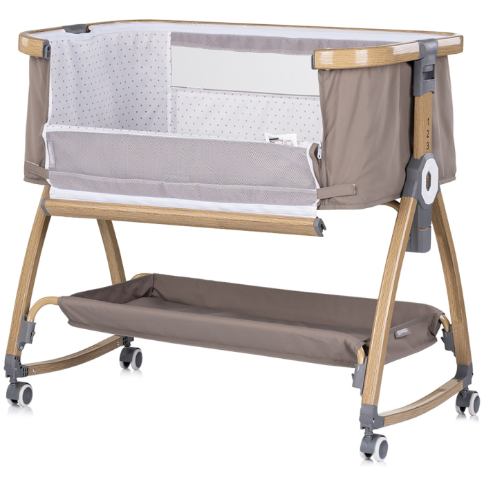 Patut co-sleeper Chipolino Charisma cu laterala culisanta latte wood [3]