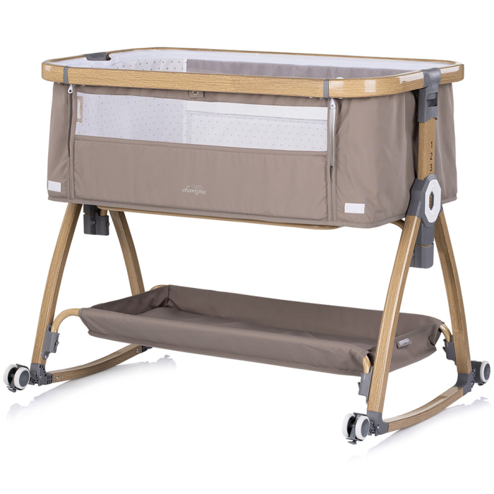 Patut co-sleeper Chipolino Charisma cu laterala culisanta latte wood [6]