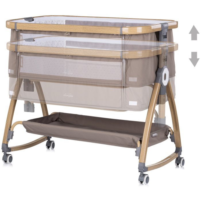 Patut co-sleeper Chipolino Charisma cu laterala culisanta latte wood [4]