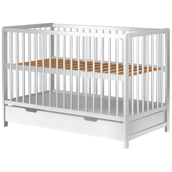 Patut copii din lemn Hubners Dominic 120x60 cm alb cu sertar [2]