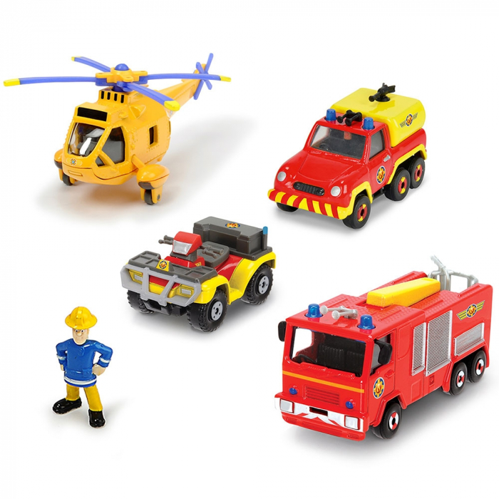 Pista de masini Dickie Toys Fireman Sam Rescue Team Sam Fire cu 3 masinute, 1 elicopter si o figurina [2]