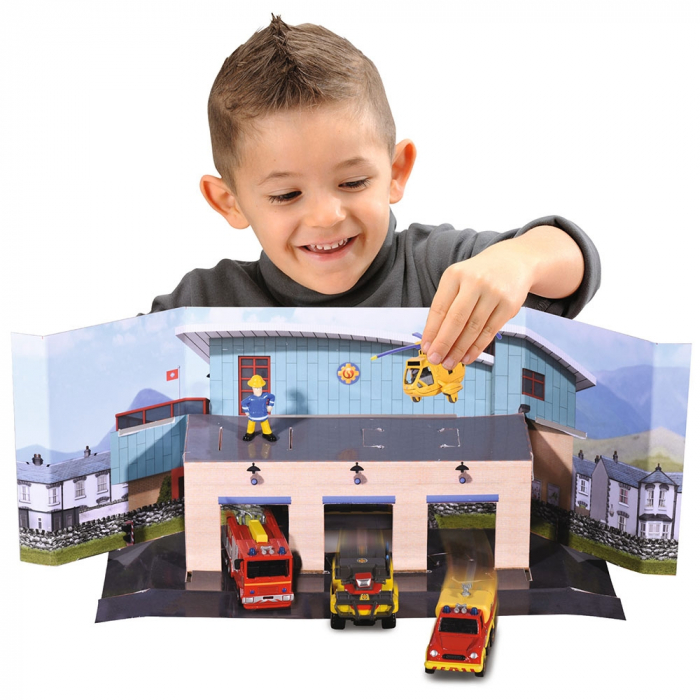 Pista de masini Dickie Toys Fireman Sam Rescue Team Sam Fire cu 3 masinute, 1 elicopter si o figurina [6]
