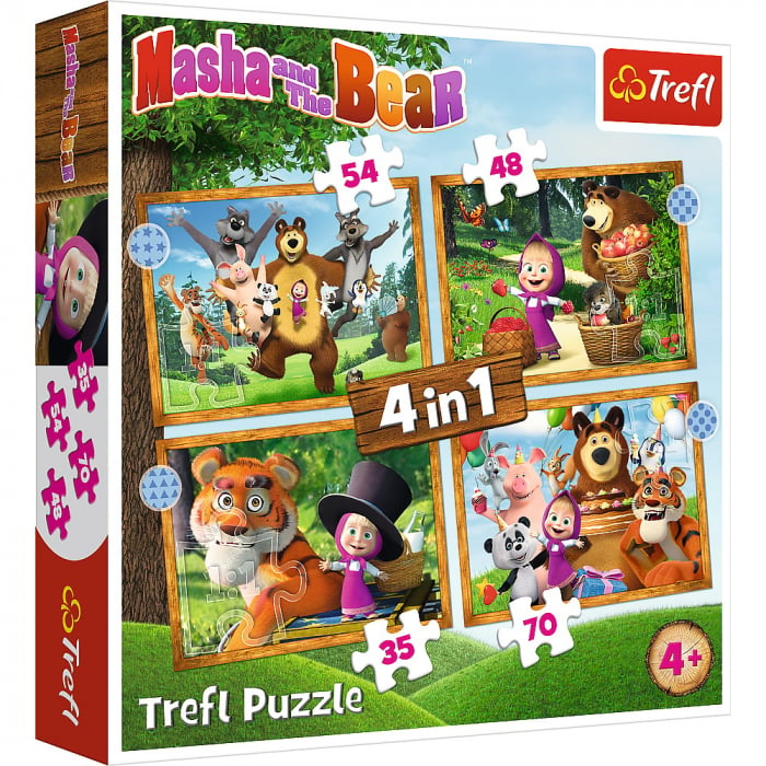 Puzzle 4 in 1 Masha si Ursul in padure [1]