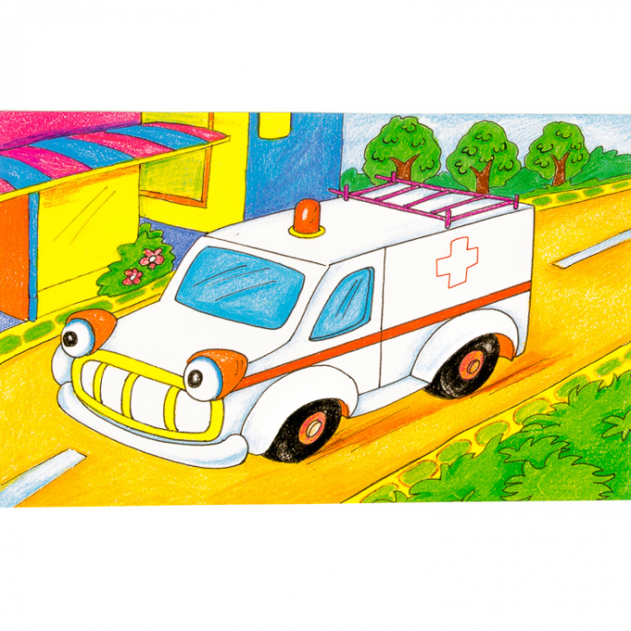 Puzzle cuburi din lemn 15 piese cu vehicule [7]