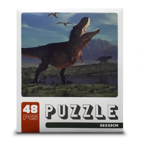 Puzzle din carton 48 piese cu dinosaur - T-Rex [2]