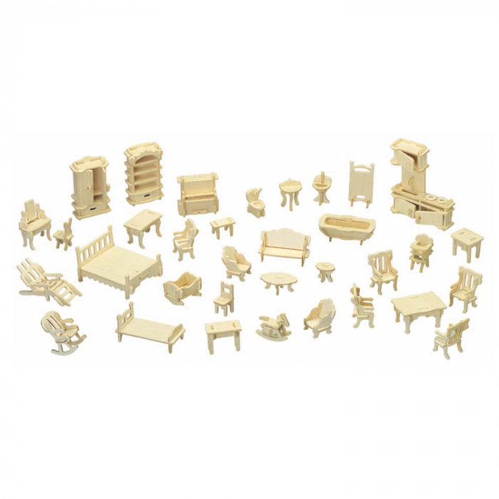 Puzzle din lemn 3D Set mobilier pentru casa de papusi [1]