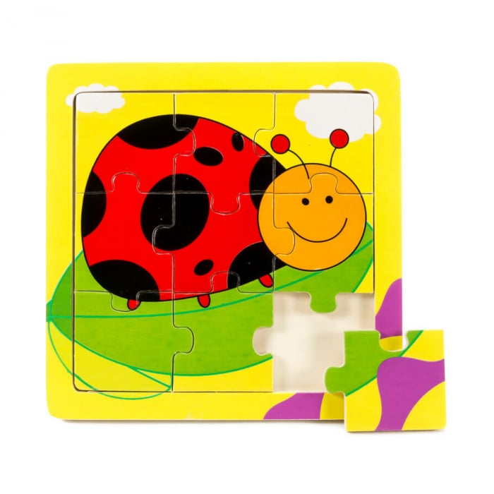 Puzzle din lemn 9 piese cu buburuza [2]