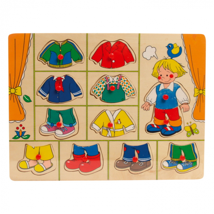 Puzzle din lemn “Imbraca baietelul” [4]