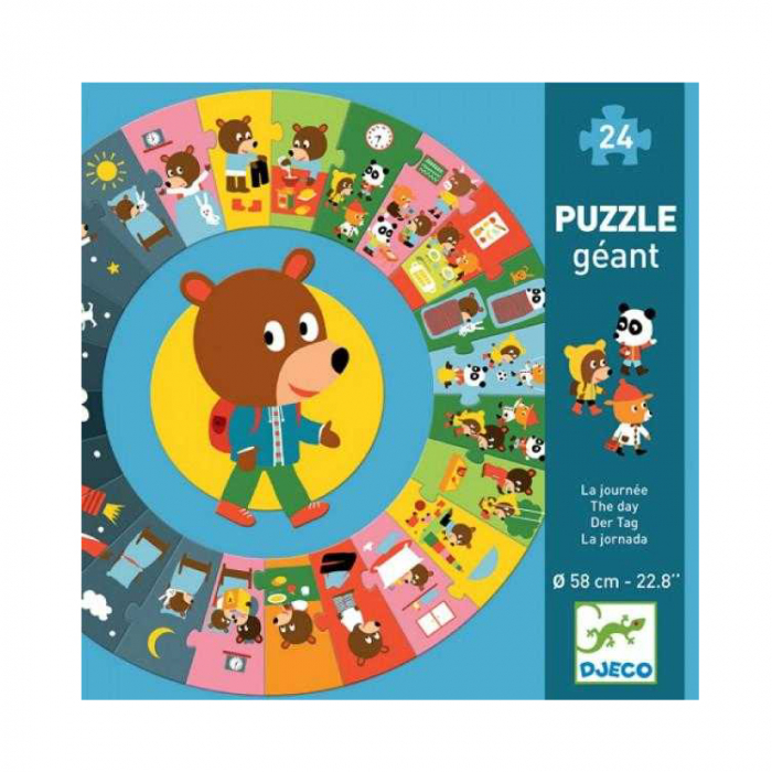 Puzzle gigant cicular 24 piese Djeco, ziua [2]