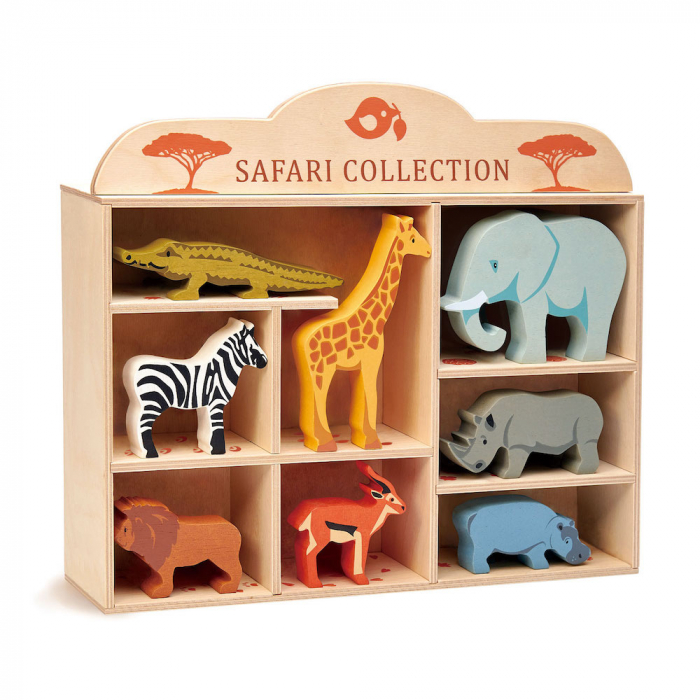 Set de joaca animale din savana pe raft - Safari set din lemn [3]