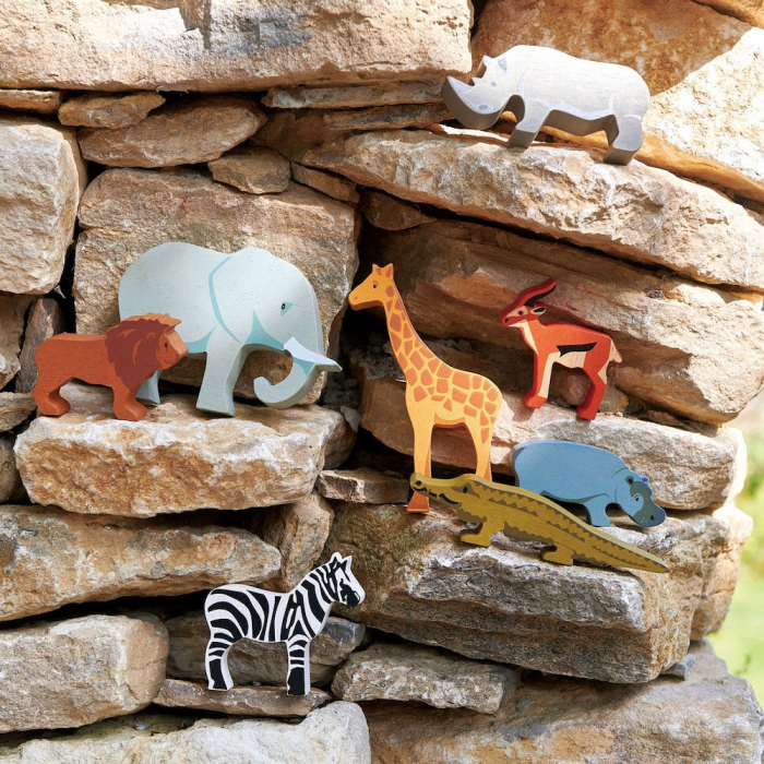 Set de joaca animale din savana pe raft - Safari set din lemn [2]