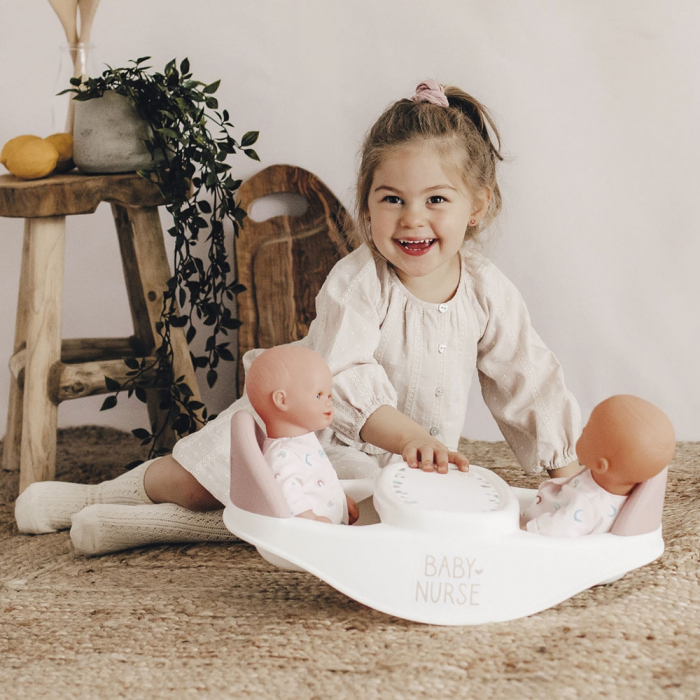 Scaun de masa pentru papusi Smoby Baby Nurse Twin 2 in 1 maro [6]