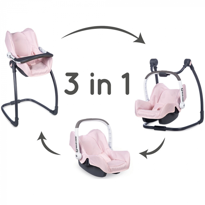 Scaun de masa pentru papusi Smoby Maxi Cosi Quinny 3 in 1 roz [2]