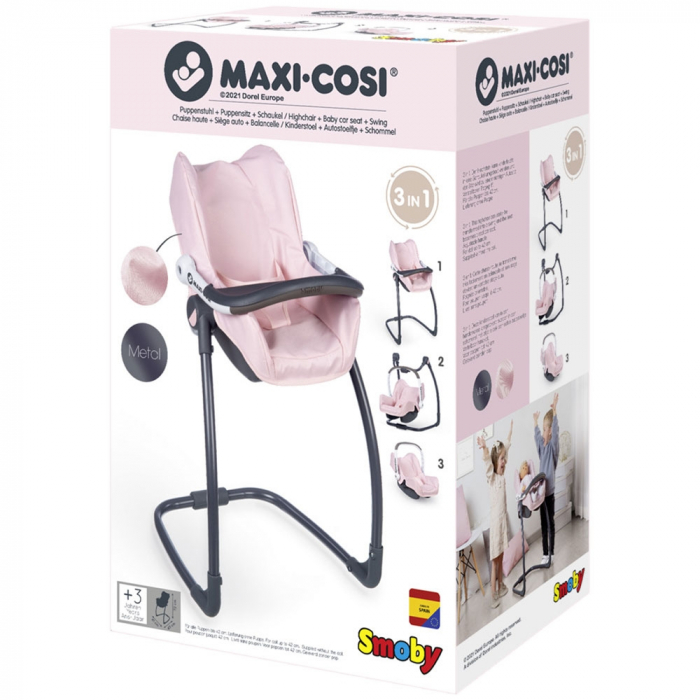 Scaun de masa pentru papusi Smoby Maxi Cosi Quinny 3 in 1 roz [7]