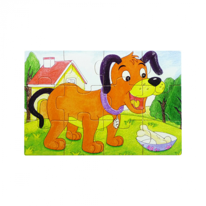 Set 4 puzzle din lemn cu 12 piese cu animale domestice [4]