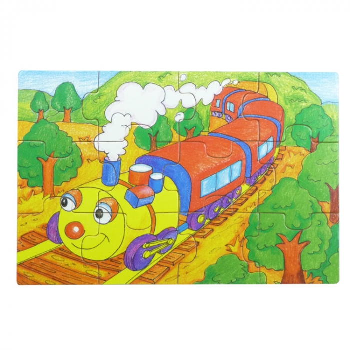 Set 4 puzzle din lemn cu 12 piese (cu vehicule) [3]