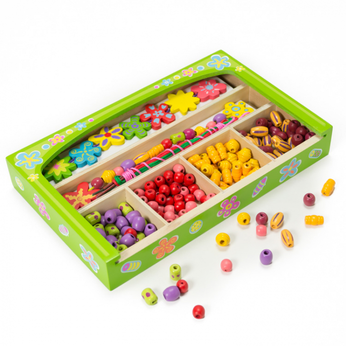 Set creativ de confectionat bijuterii din margele din lemn, Viga Toys [2]