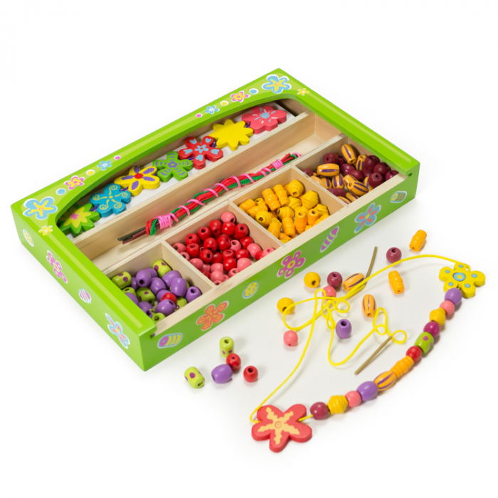 Set creativ de confectionat bijuterii din margele din lemn, Viga Toys [3]