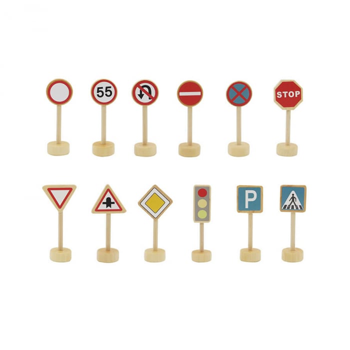Set de joaca din lemn semne si indicatoare rutiere [1]
