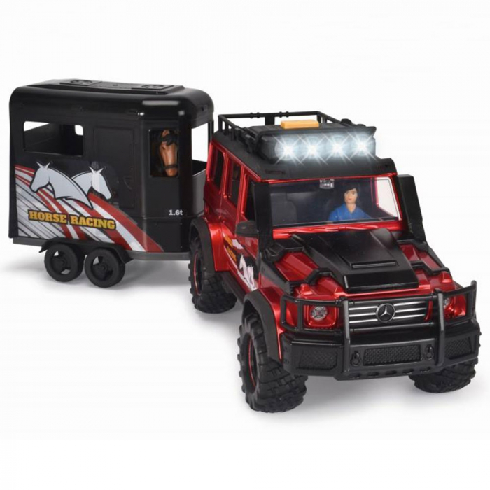 Set Dickie Toys Horse Trailer masina Mercedes-Benz AMG 500 cu remorca si figurine [2]