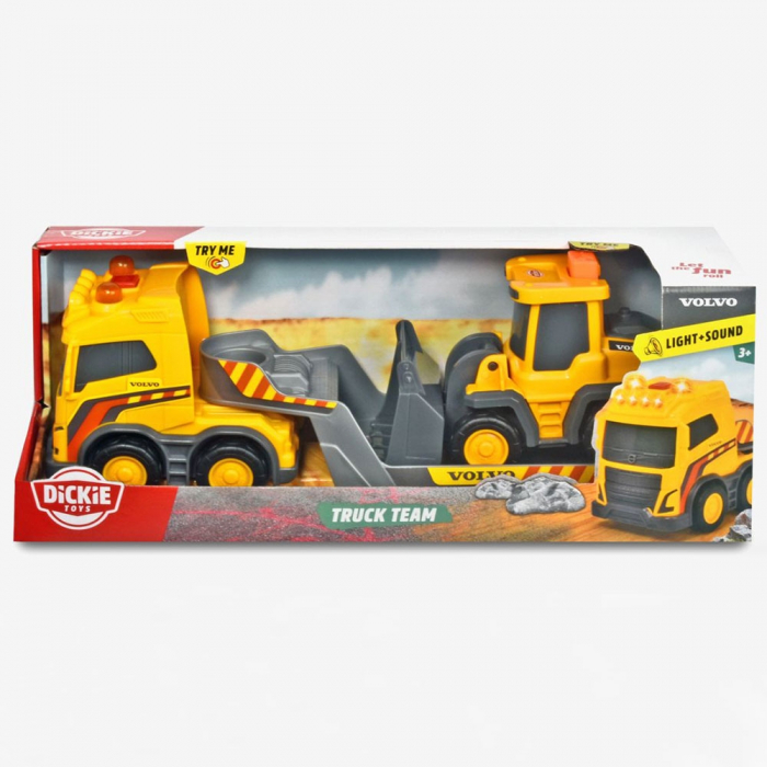 Set Dickie Toys Volvo Truck Team Camion cu remorca si buldozer [3]