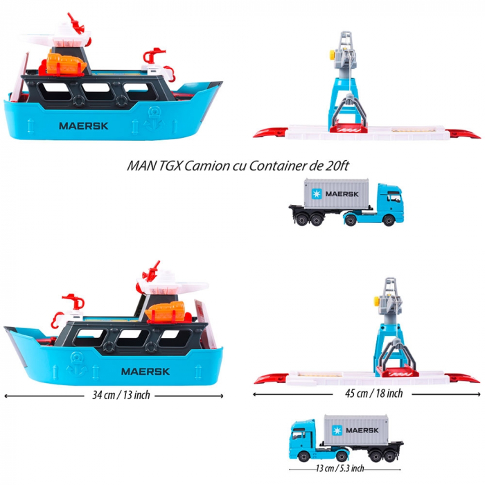 Set Majorette Creatix Logistic Freight Ship cu nava, camion si macara [3]