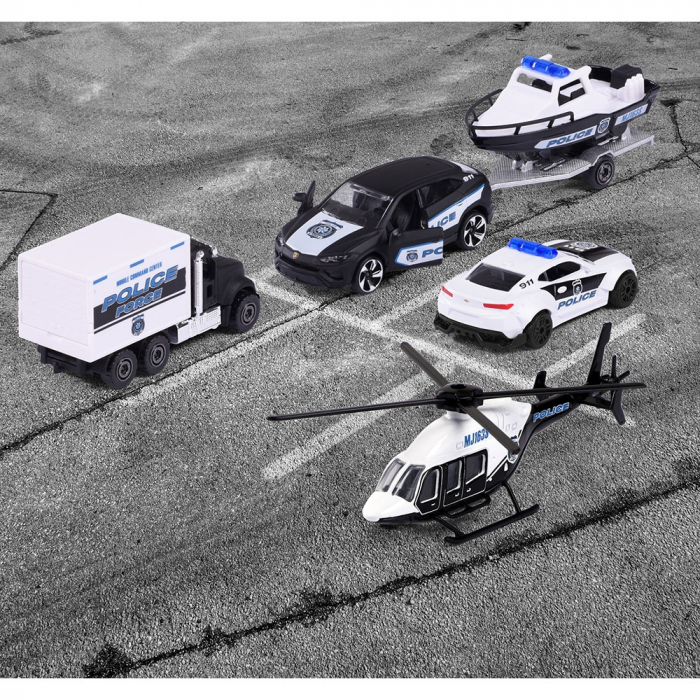 Set masinute Majorette Police Force cu 5 vehicule de interventie [5]