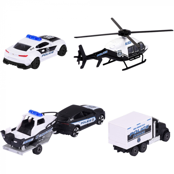 Set masinute Majorette Police Force cu 5 vehicule de interventie [2]