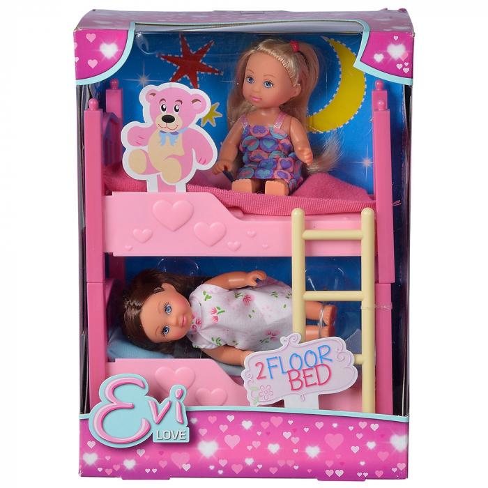 Set Simba Evi Love 2 Floor Bed cu 2 papusi 12 cm si pat supraetajat [6]