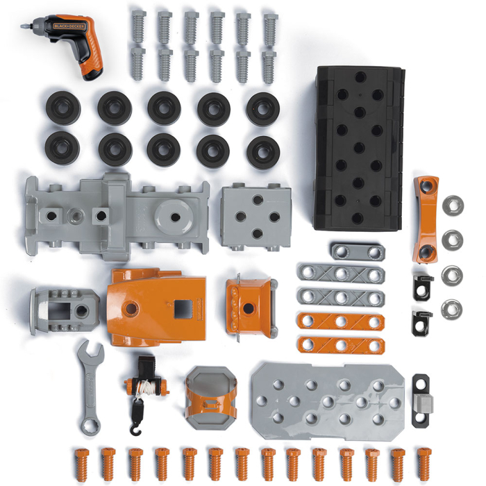 Set Smoby Camion si bormasina mecanica Black & Decker Bricolo Truck + Mini Drill cu 60 accesorii [3]