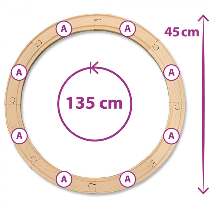 Set trenulet din lemn cu sina circulara si accesorii Eichhorn [3]